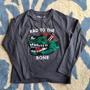 💙 Rumi + Ryder Raglan Long Sleeve Dino Flip Sequin Interactive Tee Size M 8-10